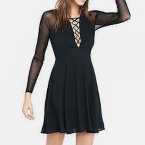 Express Mesh Fit & Flare Dress